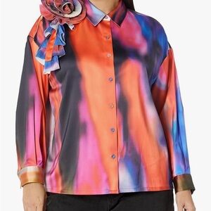 Vibrant Multicolor Blouse with Floral Detail